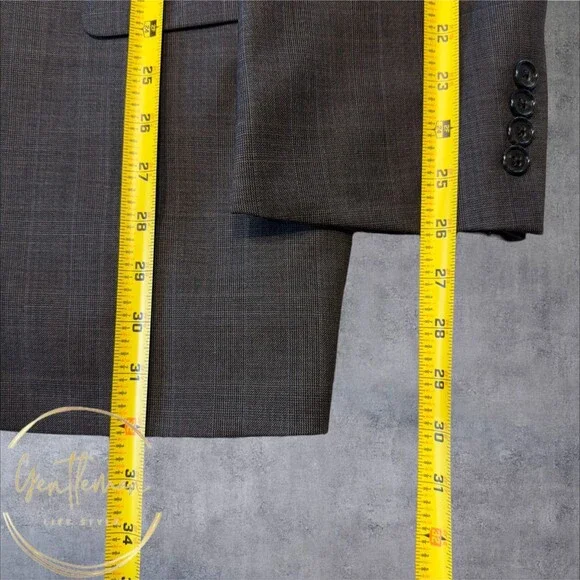 ALFANI Mens Blazer Sport Coat Two Button Jacket Plaid 46R WOOL Brown Suits